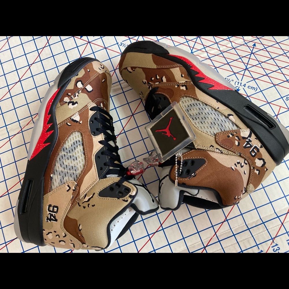 🥺2015 Jordan 5 Retro Supreme Desert Camo Men’s 10 - Picture 15 of 16